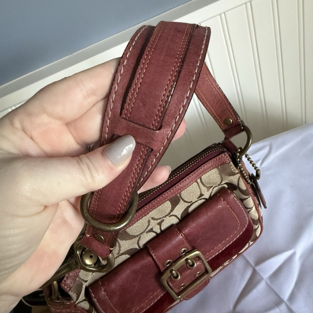 VTG Coach Special Edition 2004 Fall Shoulder Bag Purse Brown and Burgandy Y2K - Picture 8 of 16